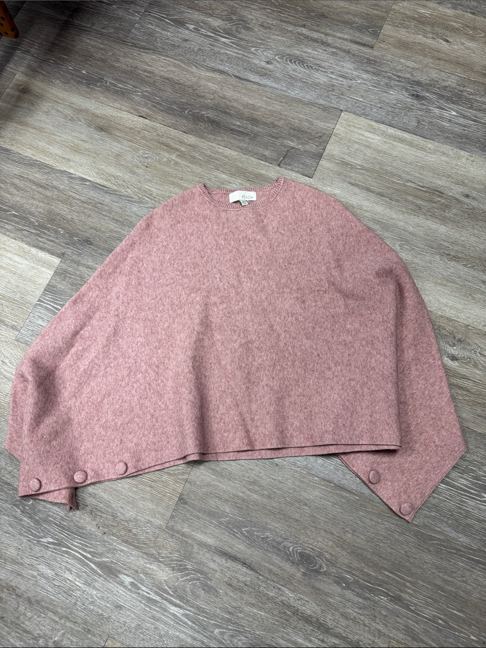 Pinch Dusty Rose Button-Sleeve Poncho Sweater
